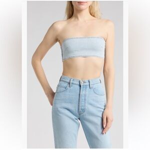 Weworewhat Denim Crop Bandeau Top